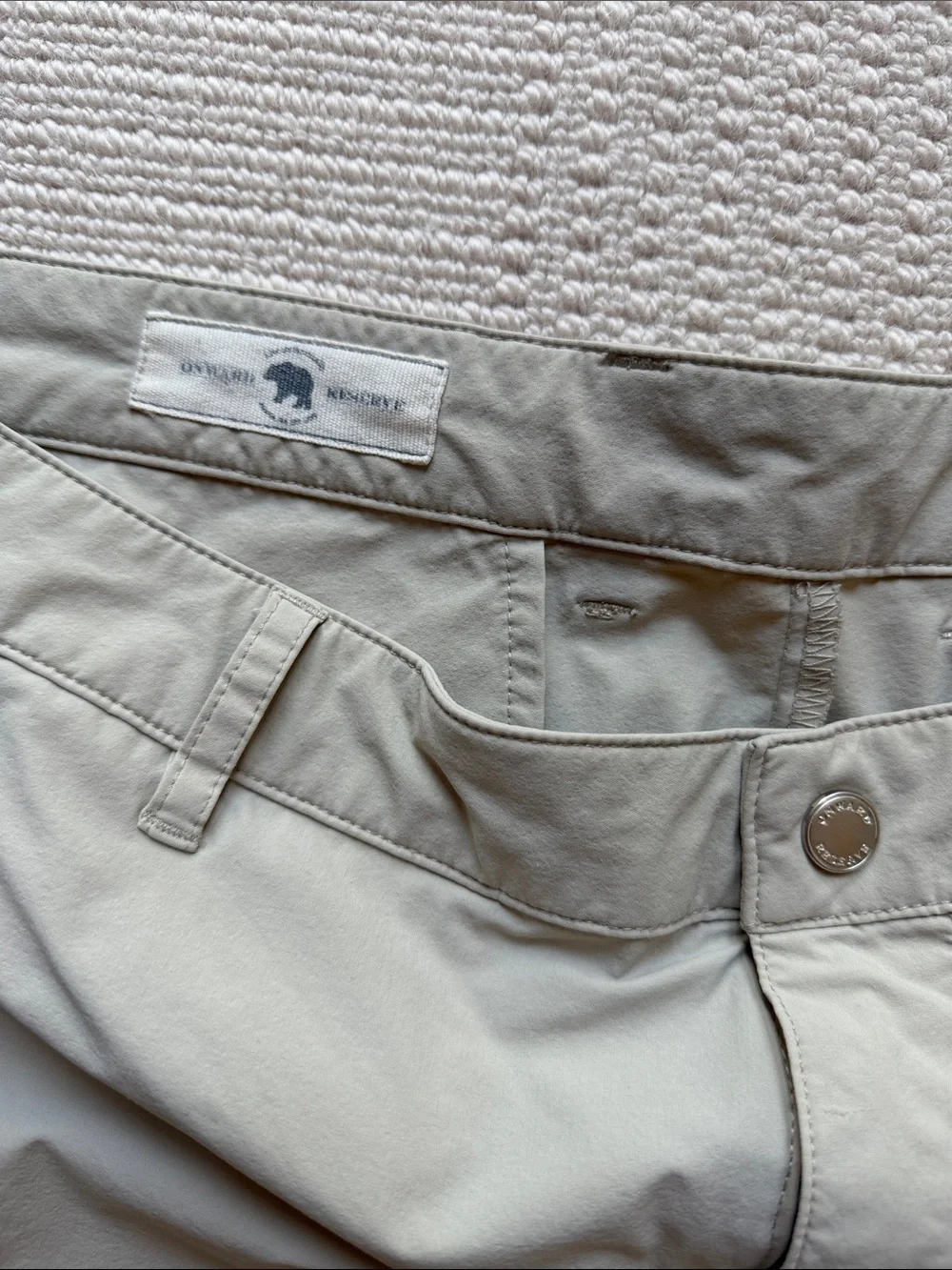 Onward Reserve Men's Flat-Front Performance Shorts in Light Tan.  Size 36.